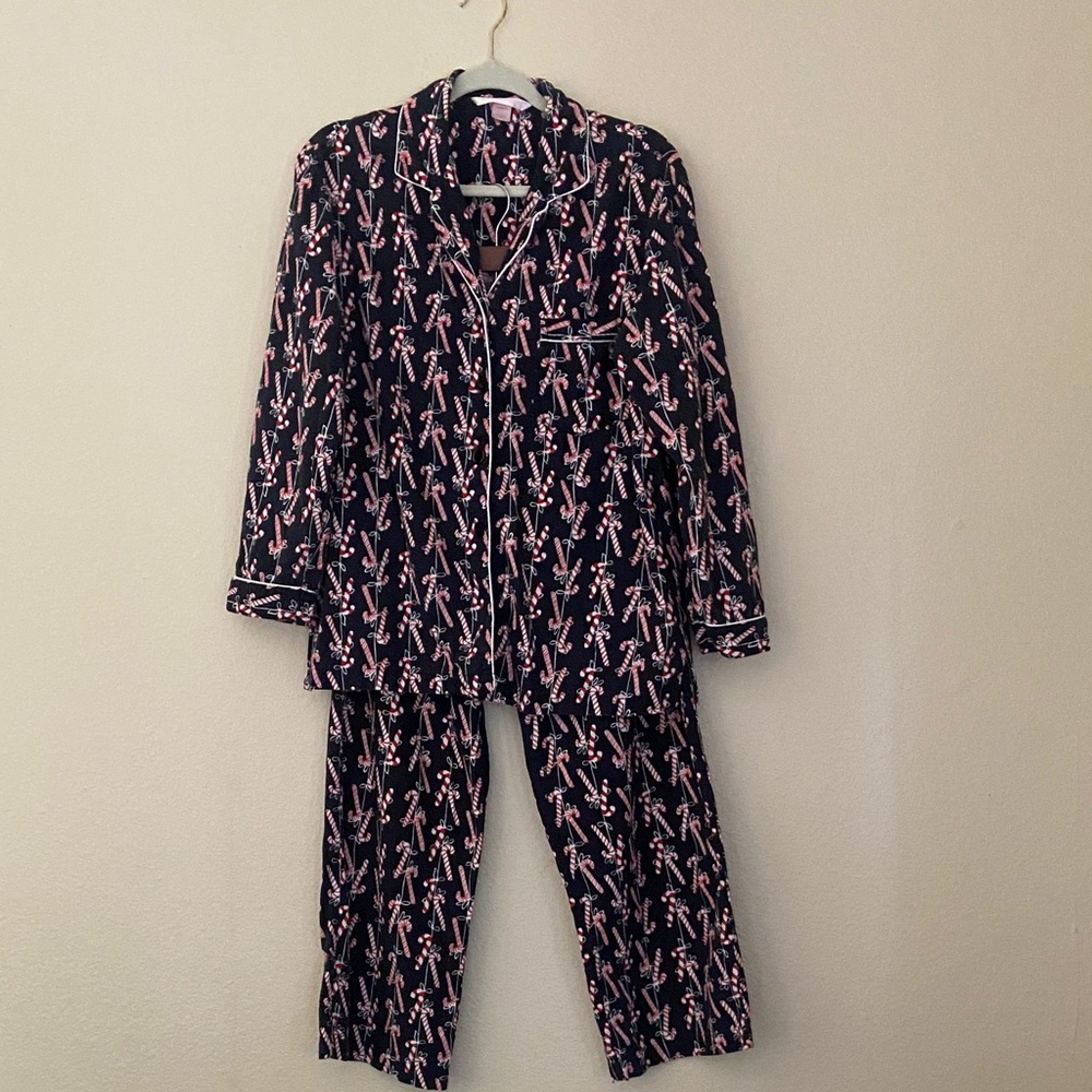 Victoria's Secret Navy and Pink candy cane Pajama Set (petite)